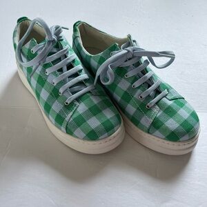 Camper Gingham Check Print Sneakers Size 37 Green Blue